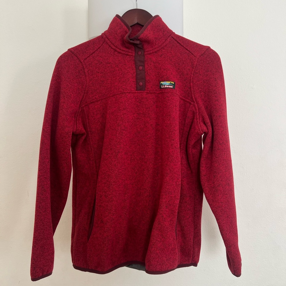L.L. Bean Red Pullover Fleece Sweater